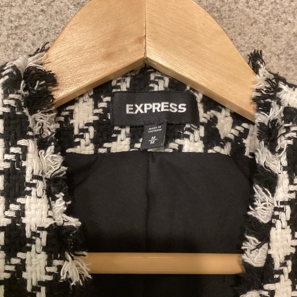 Express Tweed Houndstooth Puff Sleeve Blazer - Picture 9 of 10